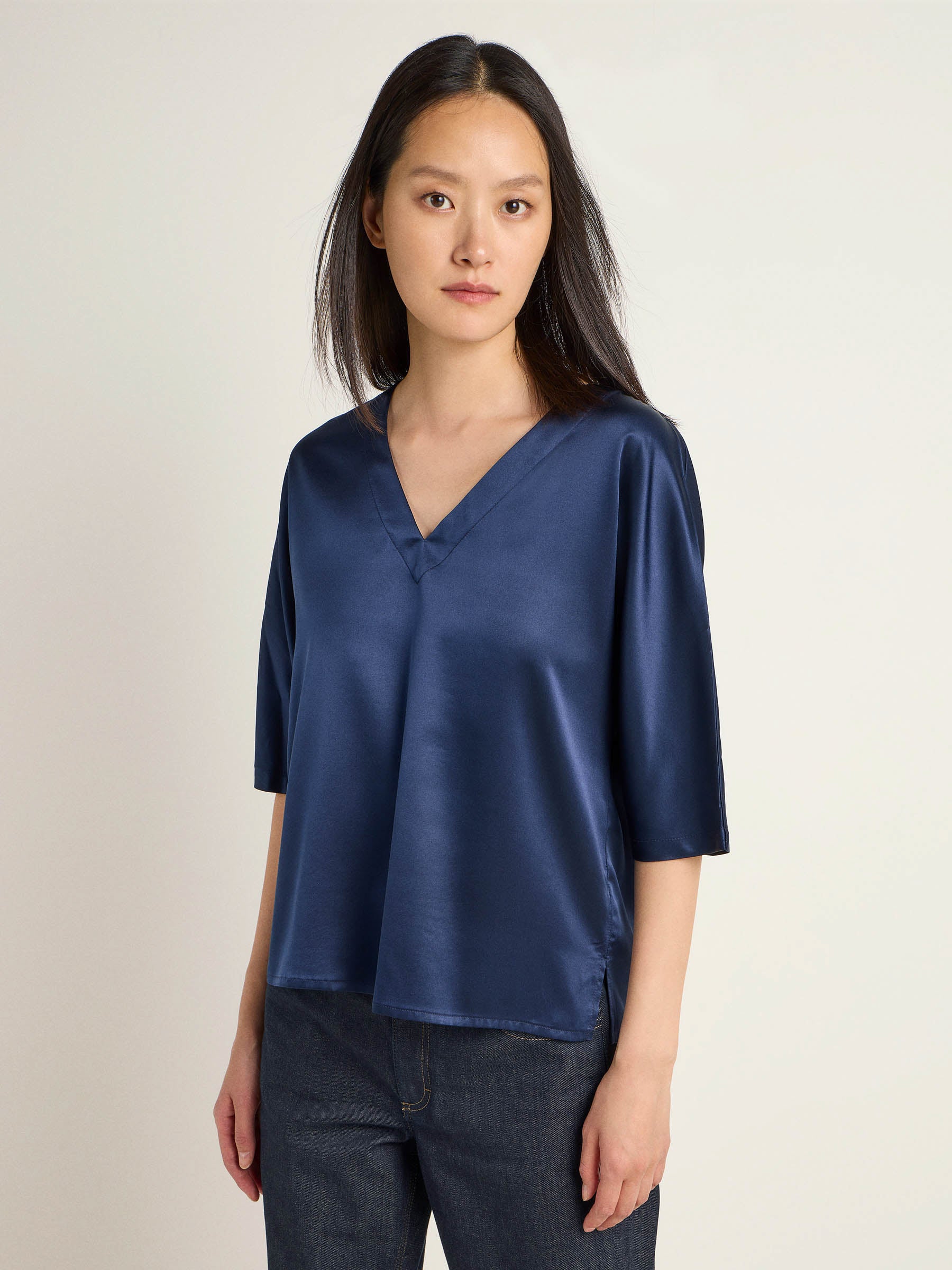 Silk blouse with V-neck