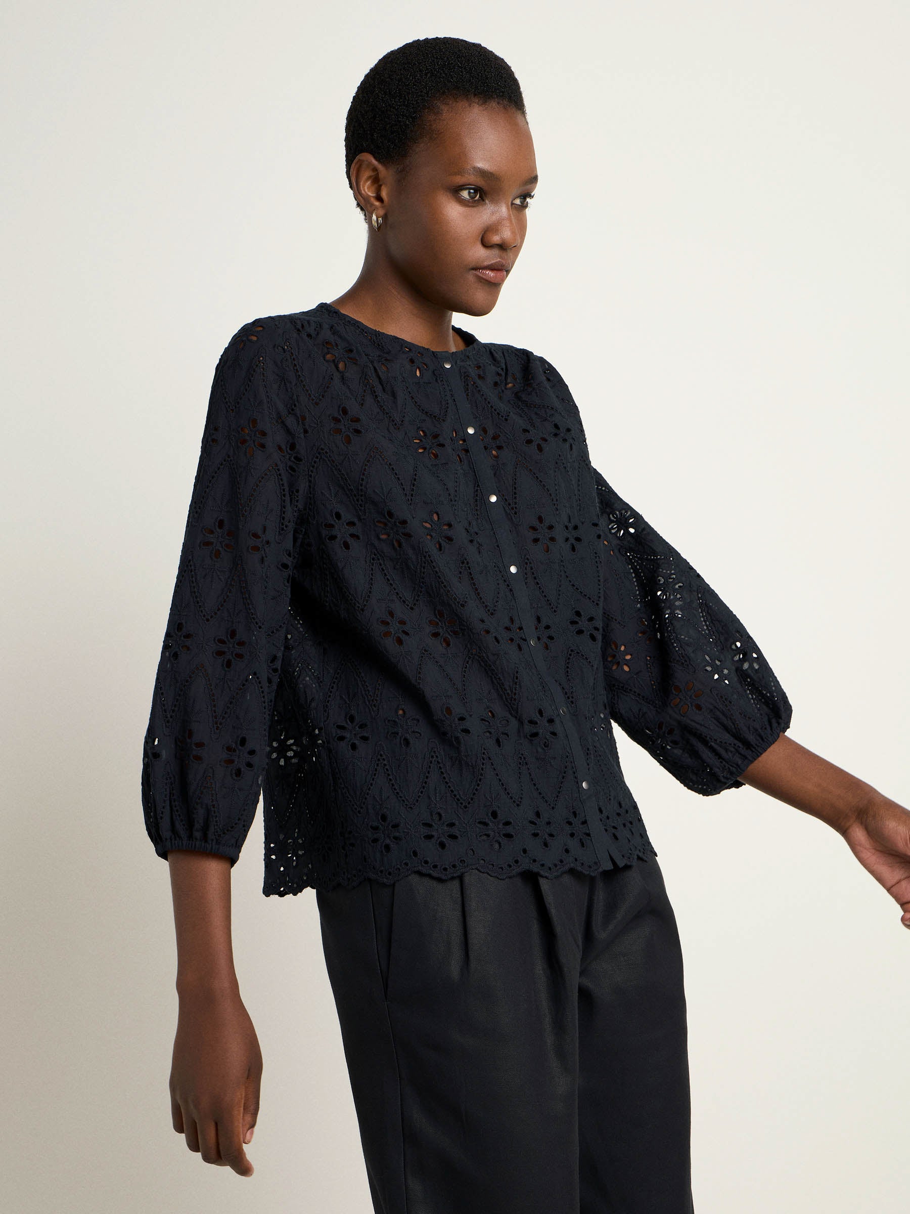 Organic cotton lace blouse