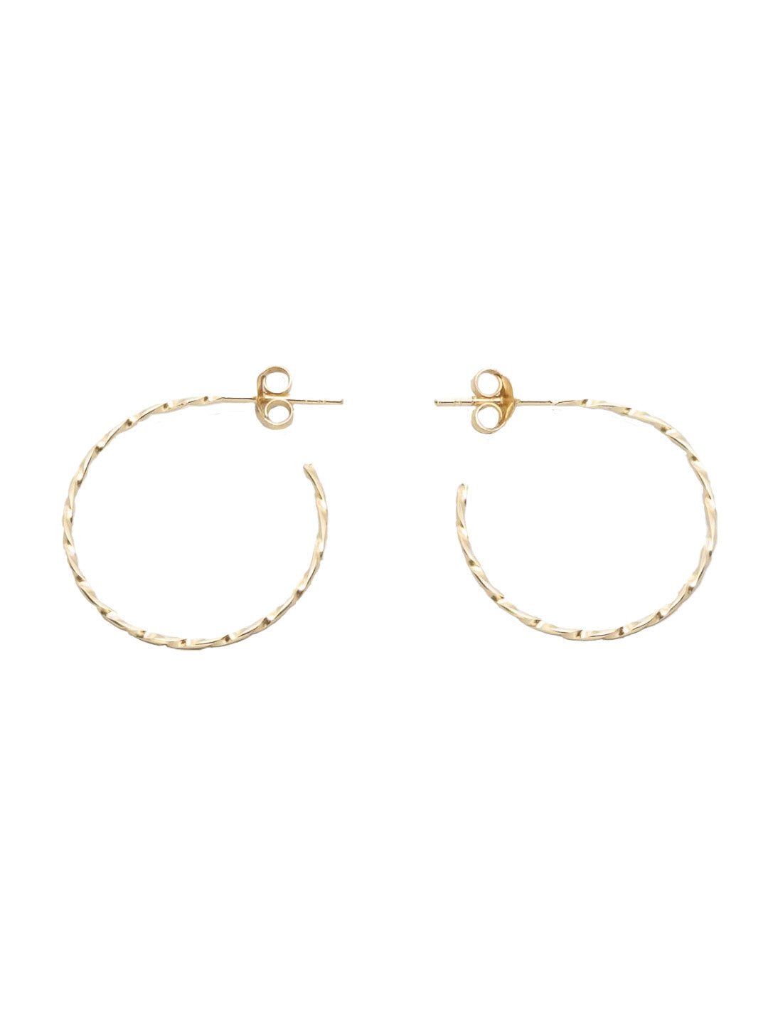 Twisted hoop earrings with stud M - Fejn