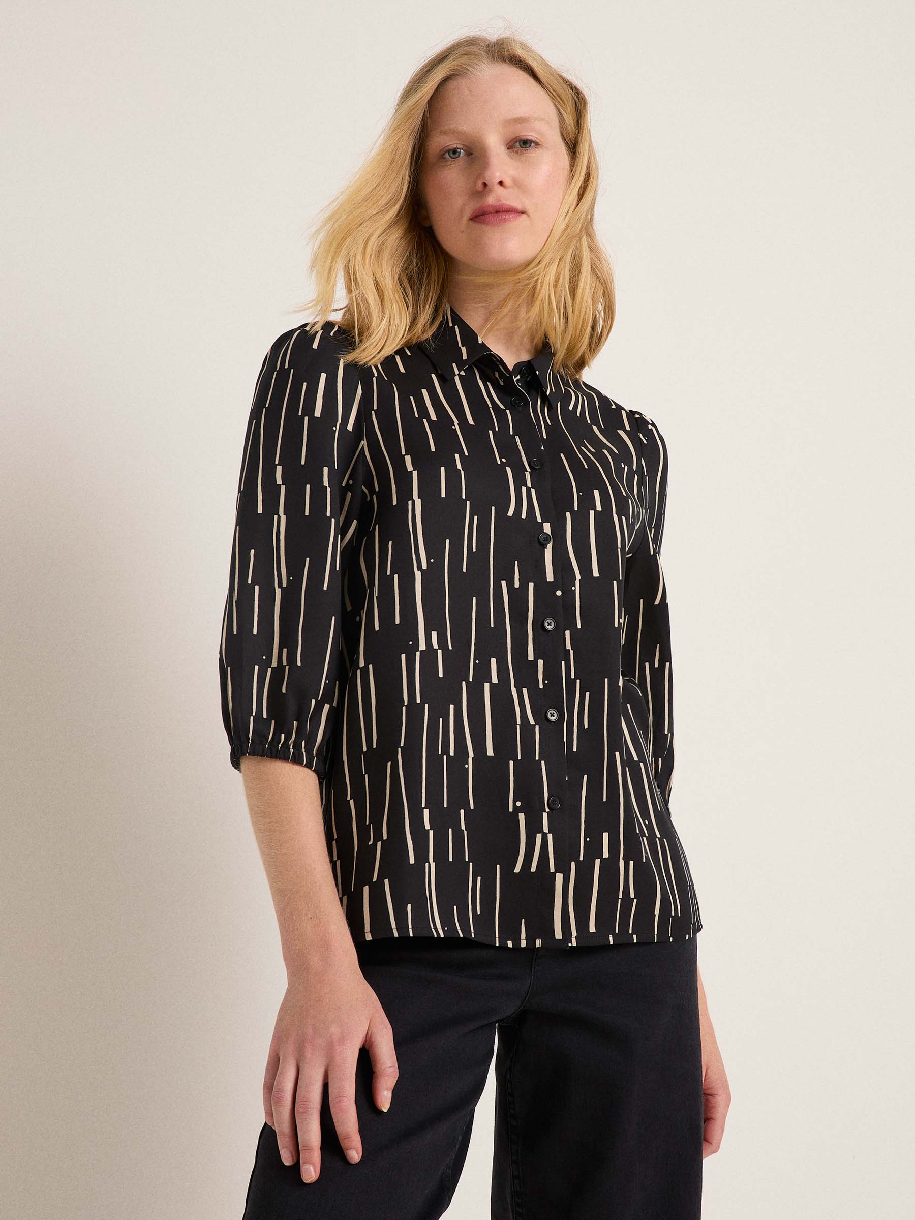 3/4-sleeve blouse print irregular