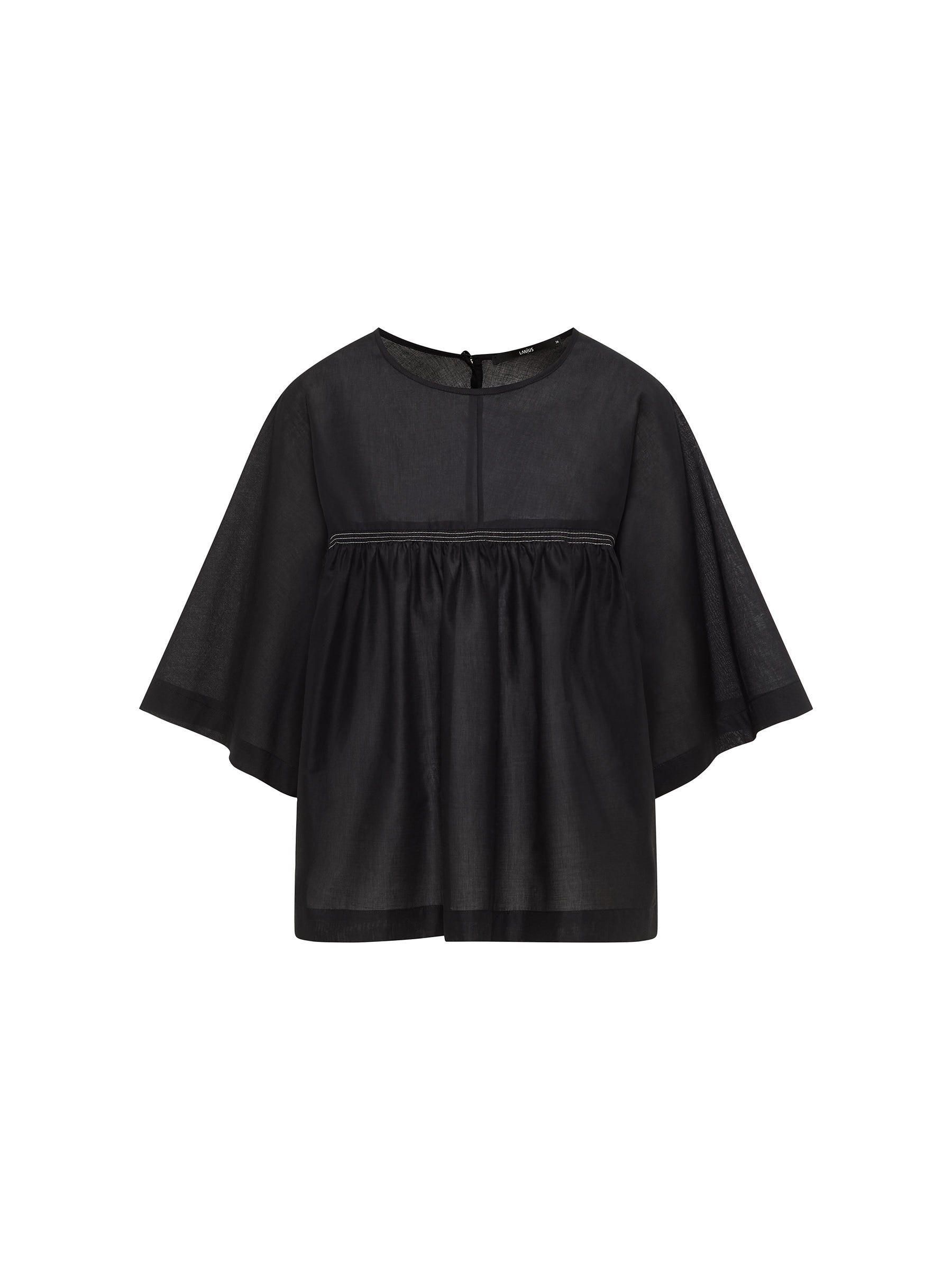 3/4 sleeve blouse (GOTS) with ruffles